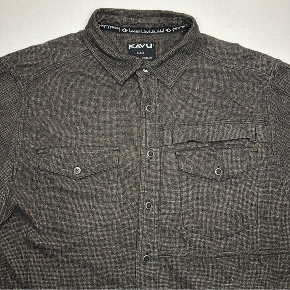 Kavu Men’s Brown Twill Long Sleeve Flannel Shirt Utility Pocket Size XL - Picture 4 of 9